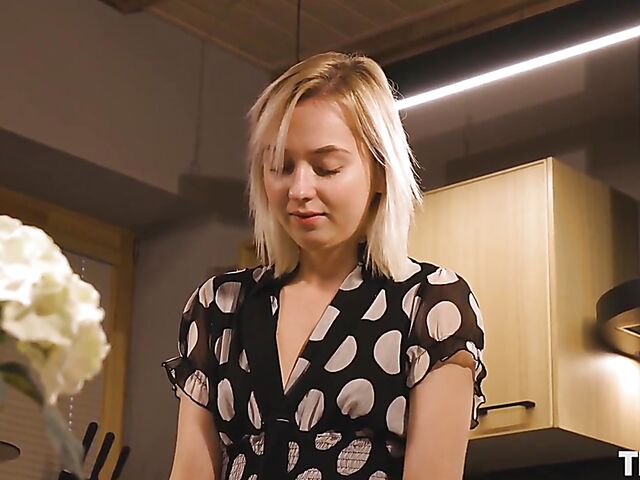 Bernie - Cooking blonde teen masturbating with a rolling pin in the kitchen