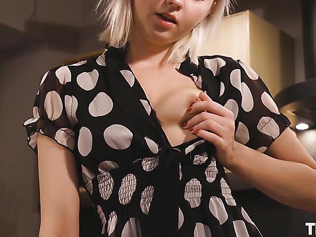 Bernie - Cooking blonde teen masturbating with a rolling pin in the kitchen