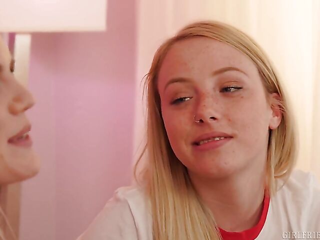 Young sweet blonde lesbians Dixie Lynn and Nikki Sweet are better together