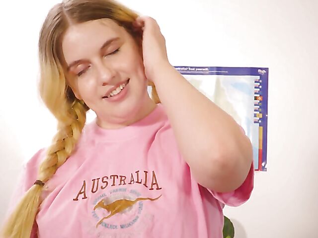 Katie Gee - Aussie blonde with pigtails masturbation solo