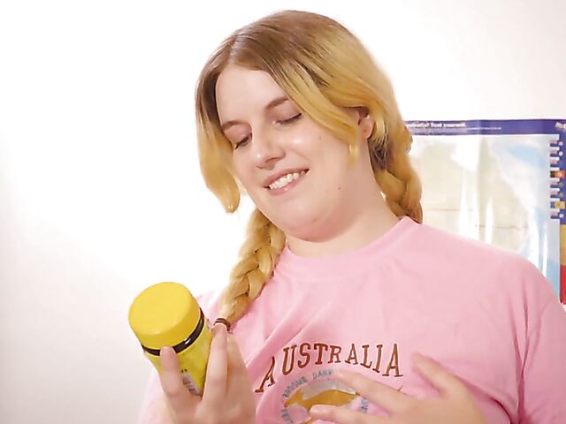 Katie Gee - Aussie blonde with pigtails masturbation solo