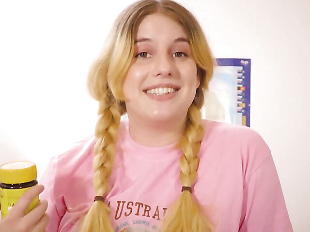 Katie Gee - Aussie blonde with pigtails masturbation solo