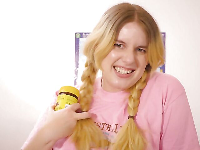 Katie Gee - Aussie blonde with pigtails masturbation solo