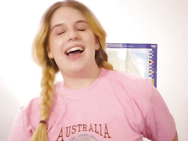Katie Gee - Aussie blonde with pigtails masturbation solo