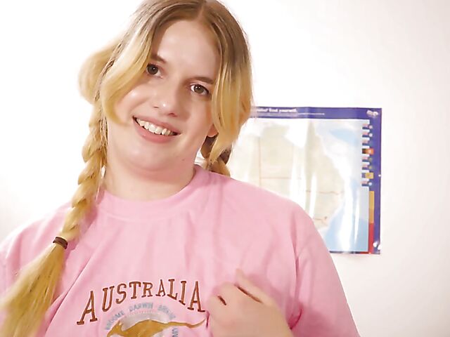 Katie Gee - Aussie blonde with pigtails masturbation solo