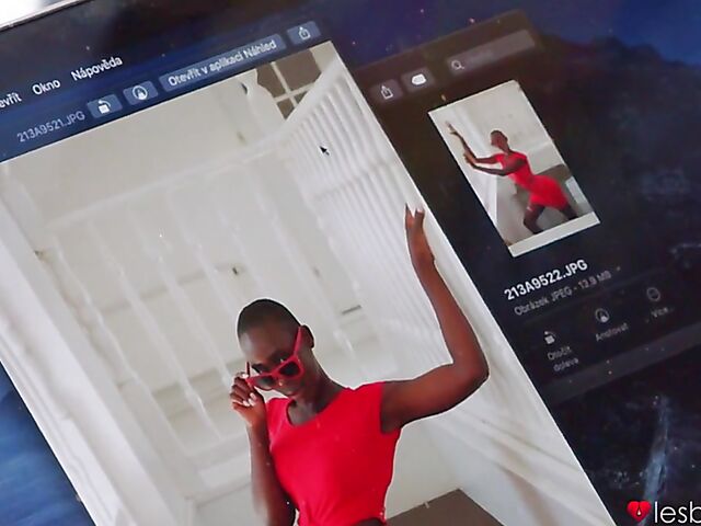 Bald black lesbian Zaawaadi eats Jenny Wild's white pussy