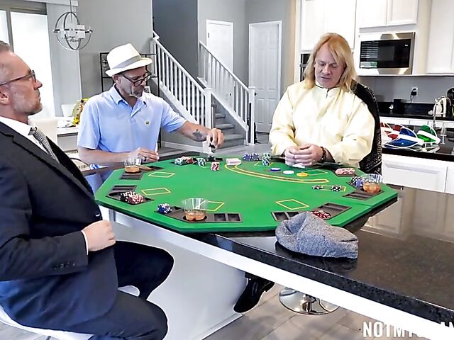 Nicole Sage and three old men gangbang on the poker table