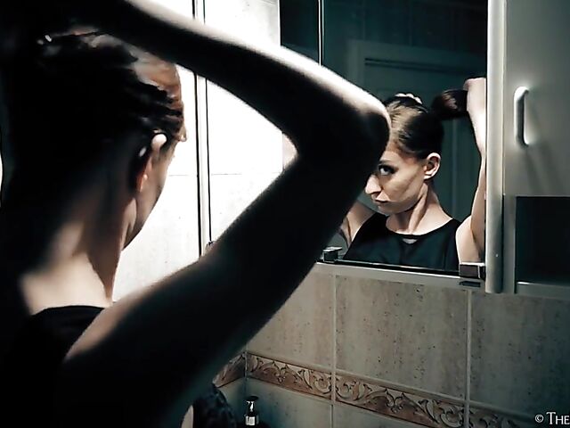 Erotic bathroom masturbation with lovely Lina