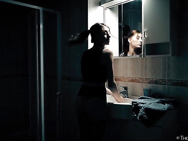 Erotic bathroom masturbation with lovely Lina