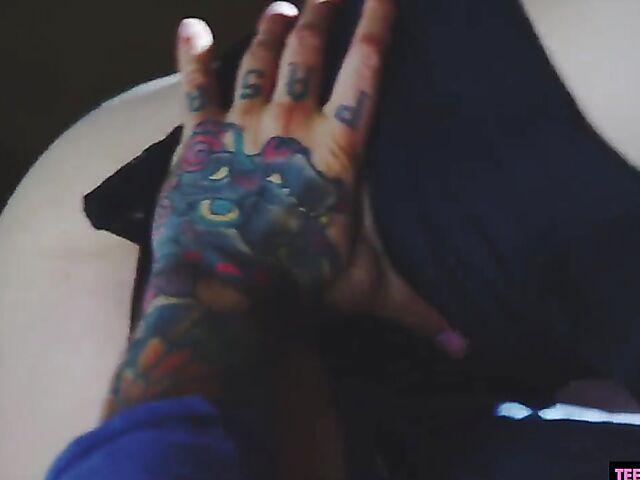 Hard fuck in lingerie with inked brunette Silvia Soprano