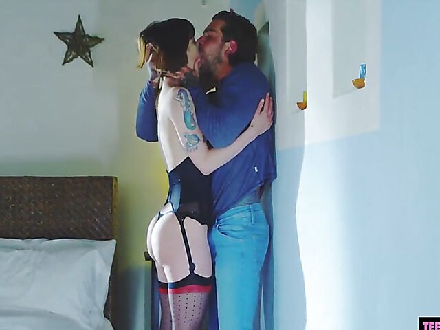 Hard fuck in lingerie with inked brunette Silvia Soprano