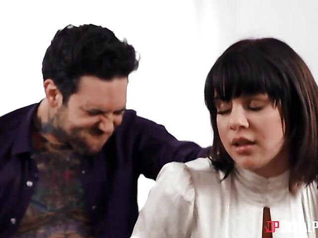 Violet Starr and Gabbie Carter's office threesome with Small Hands