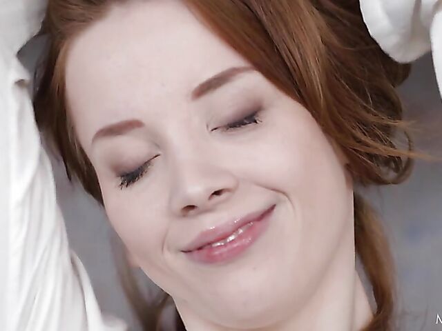 Lottie Magne - Pale skinny solo girl drinking tea and fingering herself in the kitchen