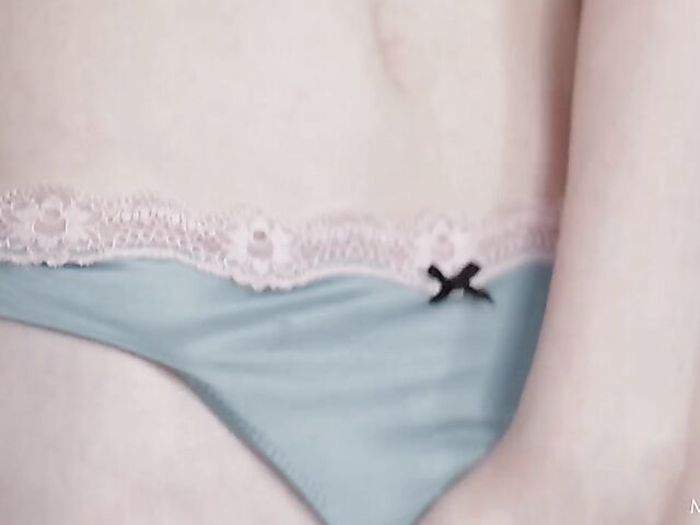 Lottie Magne - Pale skinny solo girl drinking tea and fingering herself in the kitchen