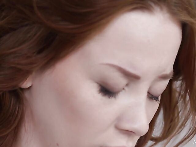 Lottie Magne - Pale skinny solo girl drinking tea and fingering herself in the kitchen