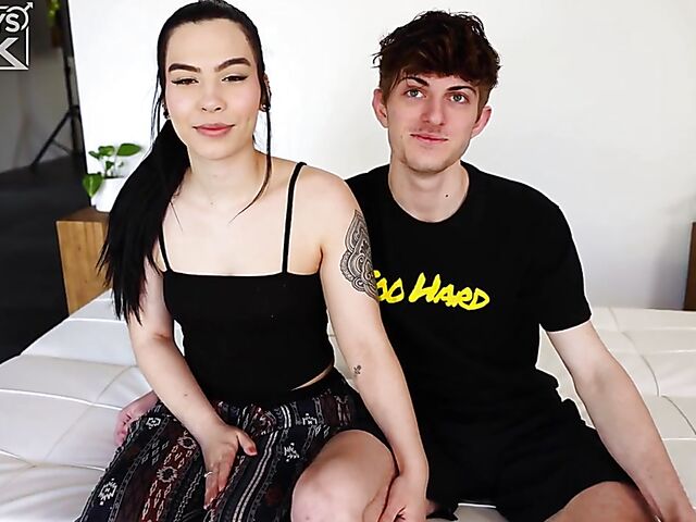 Skinny guy Bryce Kelly and his tiny tits girlfriend Alyssa Amythest