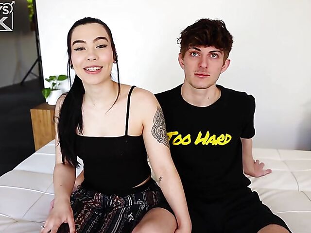 Skinny guy Bryce Kelly and his tiny tits girlfriend Alyssa Amythest