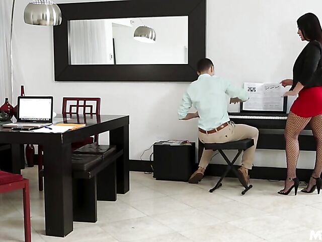 Amazing piano lesson with curvy big ass MILF Miss Raquel