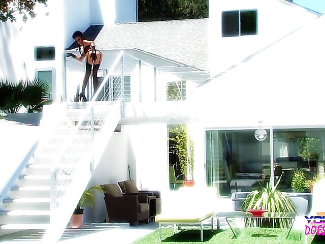 Small tits MILF Tanner Mayes gets screwed in black stockings and heels