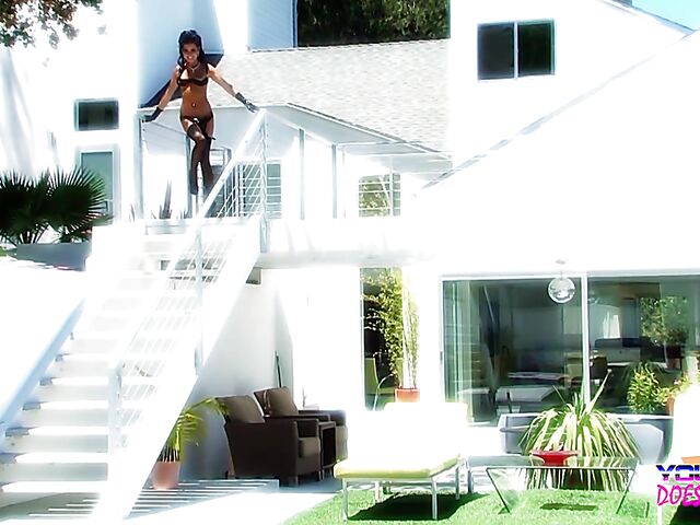 Small tits MILF Tanner Mayes gets screwed in black stockings and heels