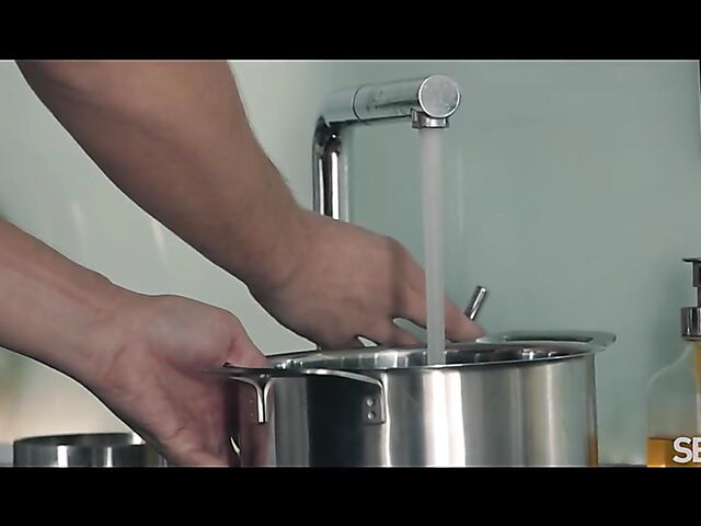 Kinuski and Deny Lou have sensual kitchen sex