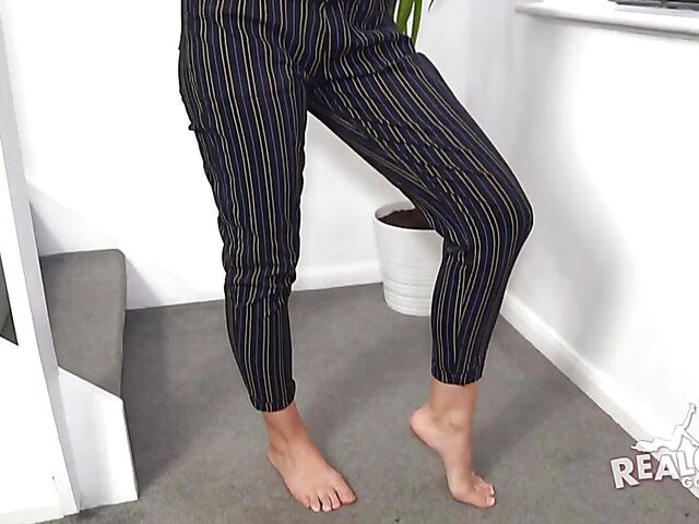 Tight brunette amateur stripping naked