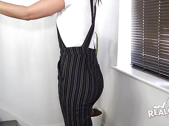 Tight brunette amateur stripping naked