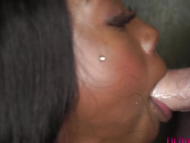 Tori Montana - Big tits ebony sucking white dick in the shower