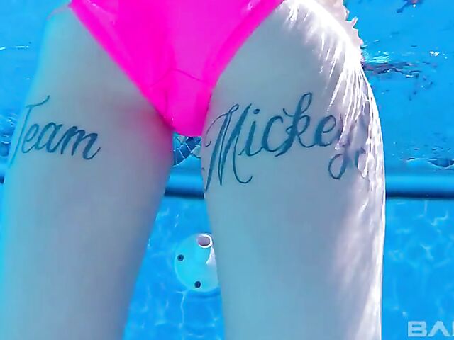 Teen bikini fuck in the pool with Brind Love