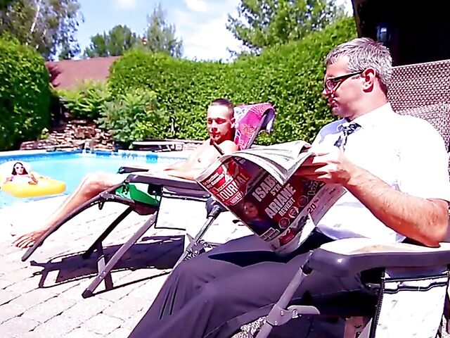 Teen bikini fuck in the pool with Brind Love