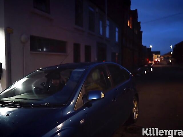 Louise Lee - Well-endowed street whore in a latex skirt gets picked up