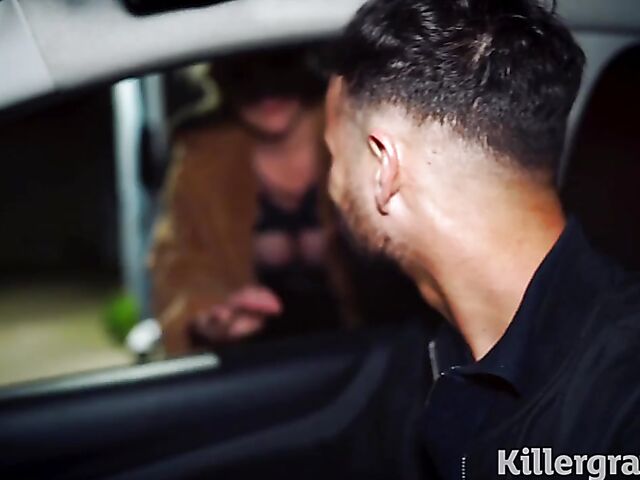 Louise Lee - Well-endowed street whore in a latex skirt gets picked up