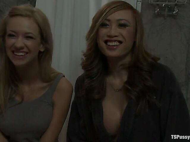 Kaylee Hilton & Venus Lux - Slim girl and asian tranny shower fun