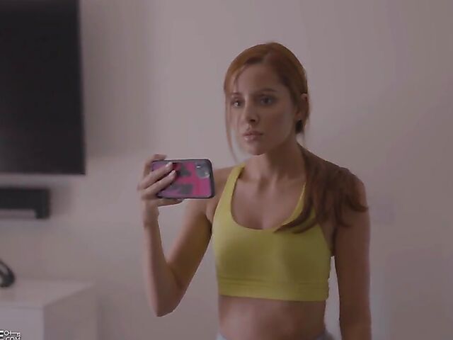 Skinny redhead Vanna Bardot gets her pussy wrecked after morning yoga