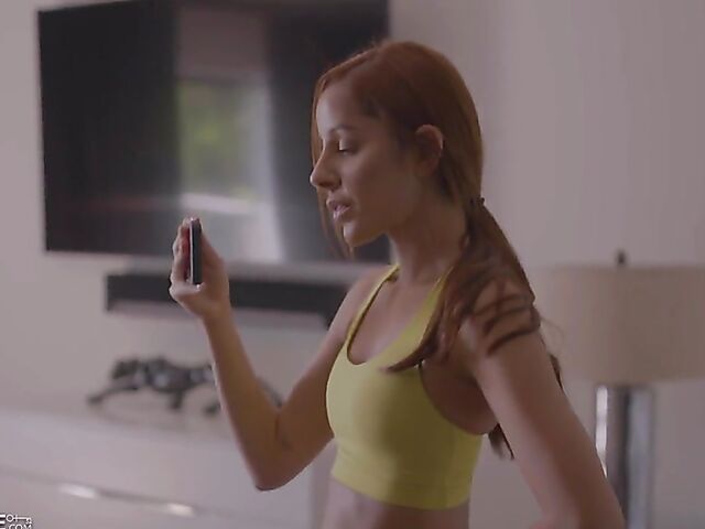 Skinny redhead Vanna Bardot gets her pussy wrecked after morning yoga