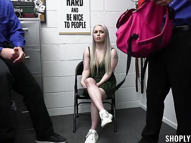 Haley Spades - Petite blonde threesome with two loss prevention officers
