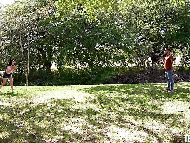 Two brunette threesome competition with Penelope Woods and Sofie Reyez