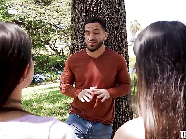 Two brunette threesome competition with Penelope Woods and Sofie Reyez