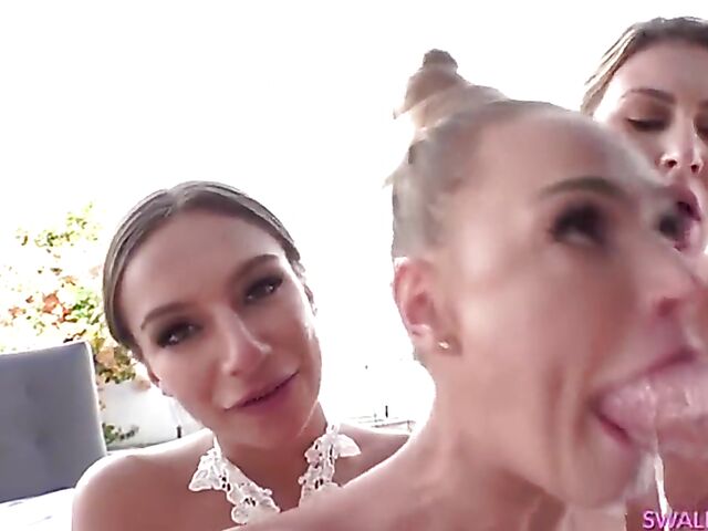 3 girls POV deep throat, ass licking and squirt with Emma Hix, Paige Owens and April Olsen