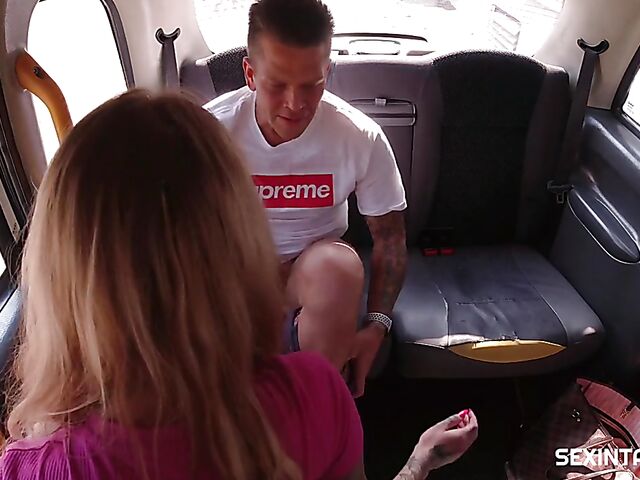 Czech taxi sex with big titted blonde in stockings Daisy Lee