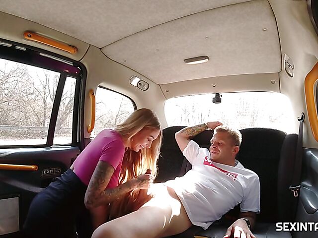 Czech taxi sex with big titted blonde in stockings Daisy Lee