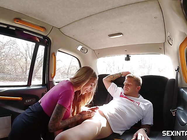 Czech taxi sex with big titted blonde in stockings Daisy Lee
