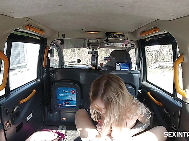 Czech taxi sex with big titted blonde in stockings Daisy Lee