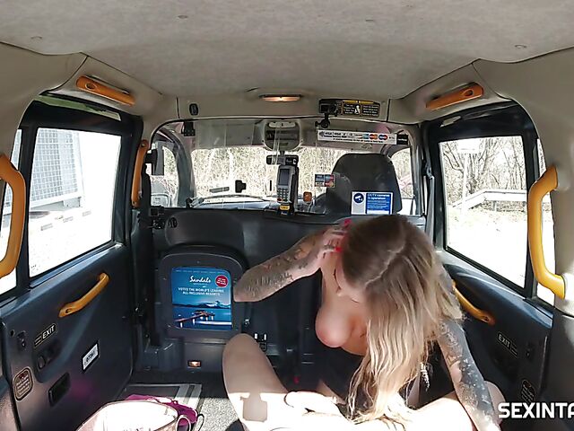 Czech taxi sex with big titted blonde in stockings Daisy Lee