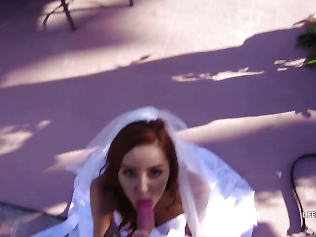 POV redhead bride Vanna Bardot's wedding fuck from your point of view