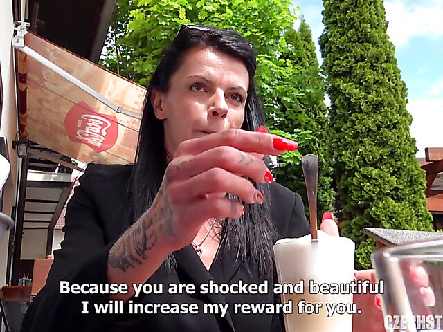 Remote control vibrator in public for a euro MILF