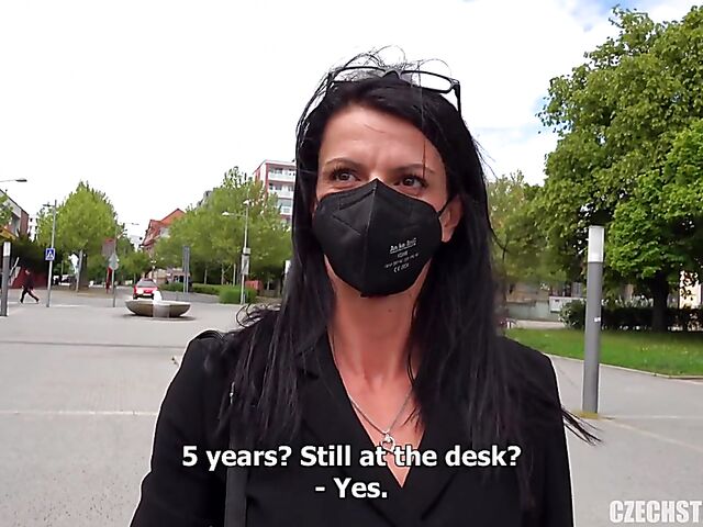 Remote control vibrator in public for a euro MILF