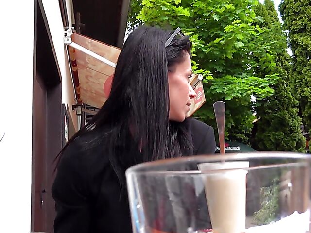 Remote control vibrator in public for a euro MILF