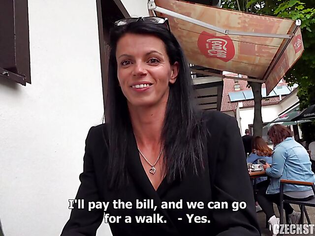 Remote control vibrator in public for a euro MILF