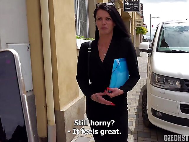 Remote control vibrator in public for a euro MILF